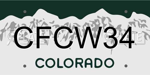 CFCW34 Colorado License Plate