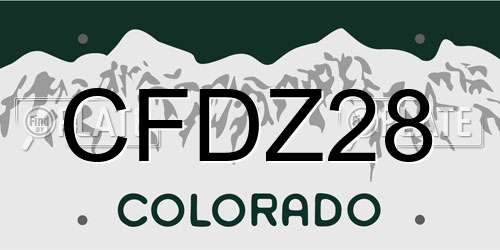 CFDZ28 Colorado License Plate