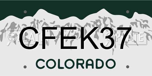 CFEK37 Colorado License Plate