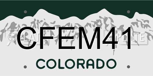 CFEM41 Colorado License Plate