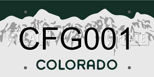 CFG001 Colorado License Plate