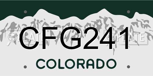 CFG241 Colorado License Plate