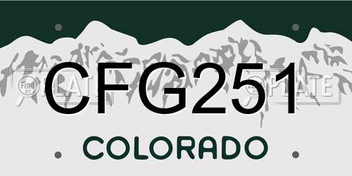 CFG251 Colorado License Plate