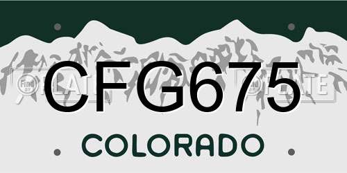 CFG675 Colorado License Plate