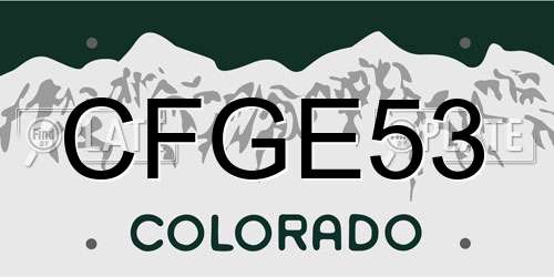 CFGE53 Colorado License Plate