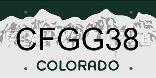 CFGG38 Colorado License Plate