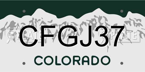 CFGJ37 Colorado License Plate