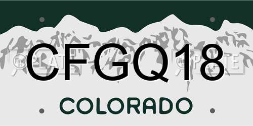 CFGQ18 Colorado License Plate