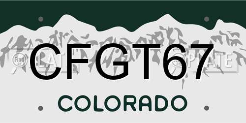 CFGT67 Colorado License Plate