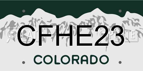 CFHE23 Colorado License Plate