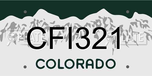 CFI321 Colorado License Plate