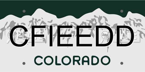 CFIEEDD Colorado License Plate