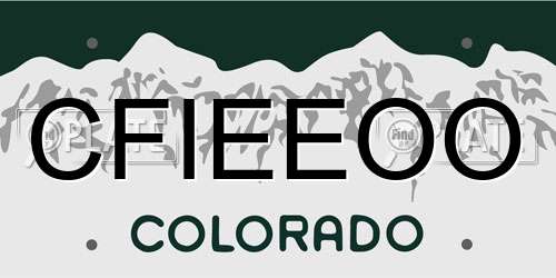 CFIEEOO Colorado License Plate