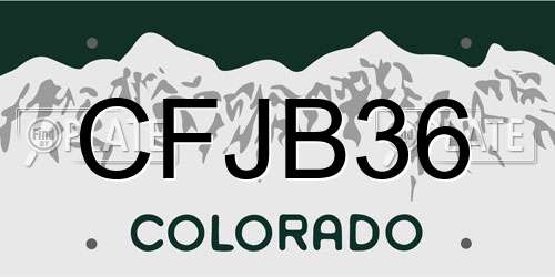 CFJB36 Colorado License Plate