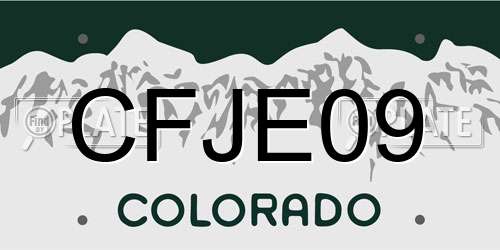 CFJE09 Colorado License Plate