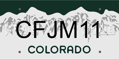 CFJM11 Colorado License Plate