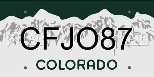 CFJO87 Colorado License Plate