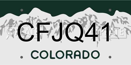 CFJQ41 Colorado License Plate