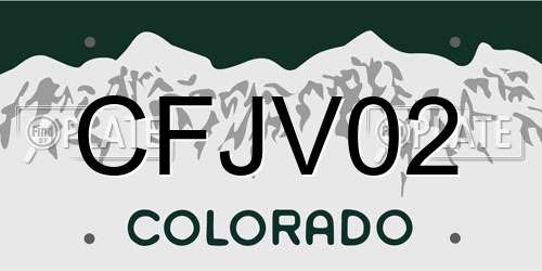CFJV02 Colorado License Plate