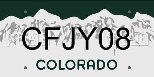CFJY08 Colorado License Plate