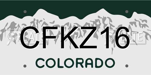 CFKZ16 Colorado License Plate