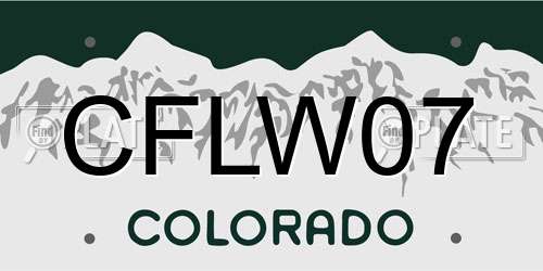 CFLW07 Colorado License Plate