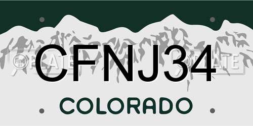 CFNJ34 Colorado License Plate
