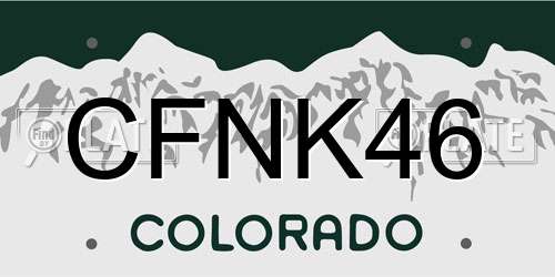 CFNK46 Colorado License Plate