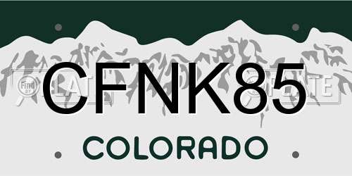 CFNK85 Colorado License Plate