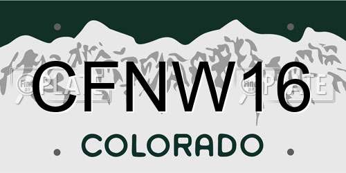 CFNW16 Colorado License Plate