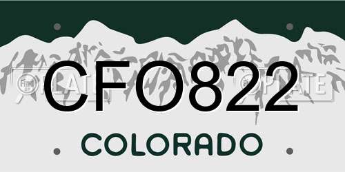 CFO822 Colorado License Plate