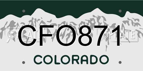 CFO871 Colorado License Plate