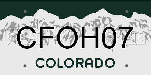 CFOH07 Colorado License Plate