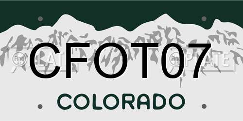 CFOT07 Colorado License Plate