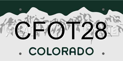 CFOT28 Colorado License Plate