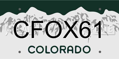 CFOX61 Colorado License Plate