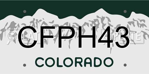 CFPH43 Colorado License Plate