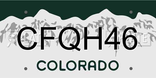 CFQH46 Colorado License Plate