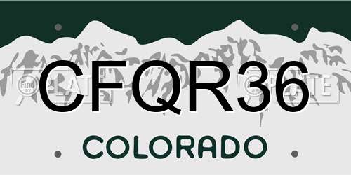 CFQR36 Colorado License Plate