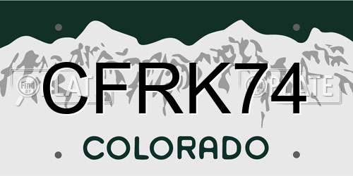 CFRK74 Colorado License Plate