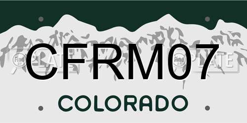 CFRM07 Colorado License Plate