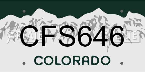 CFS646 Colorado License Plate
