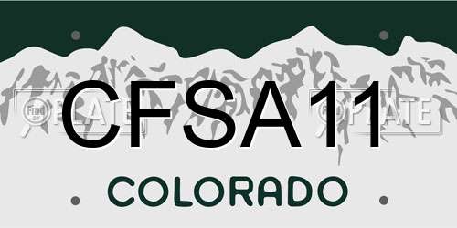 CFSA11 Colorado License Plate