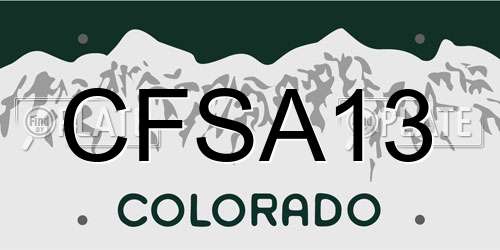 CFSA13 Colorado License Plate