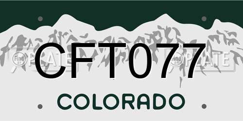 CFT077 Colorado License Plate