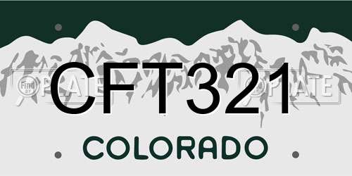 CFT321 Colorado License Plate