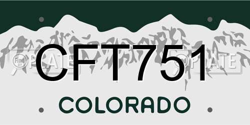 CFT751 Colorado License Plate
