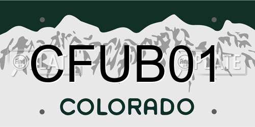 CFUB01 Colorado License Plate