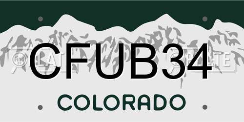 CFUB34 Colorado License Plate