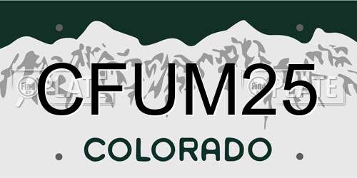CFUM25 Colorado License Plate